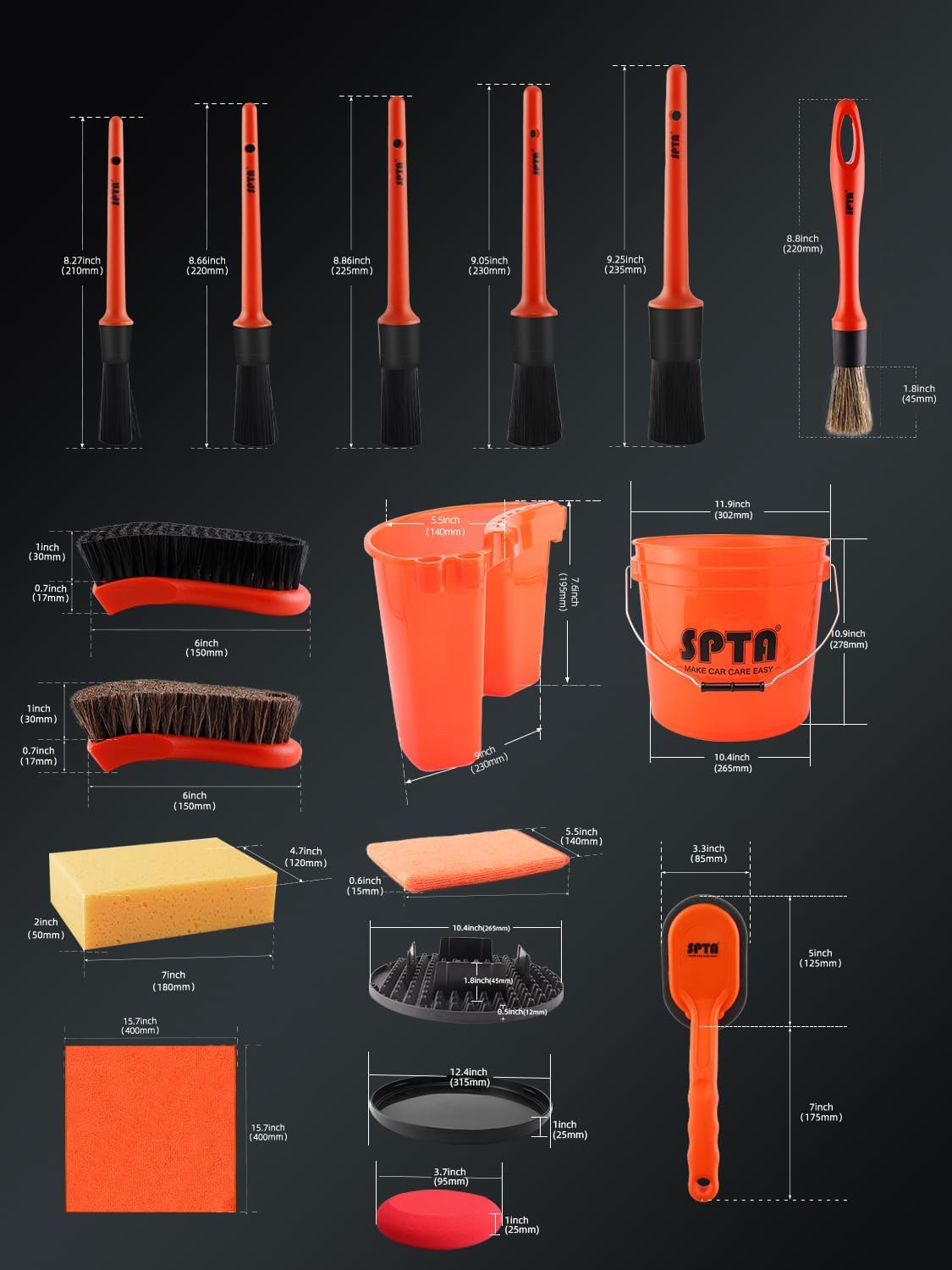 SPTA 31Pcs Car Wash 15L Bucket - Detailing Brush Set review and price
